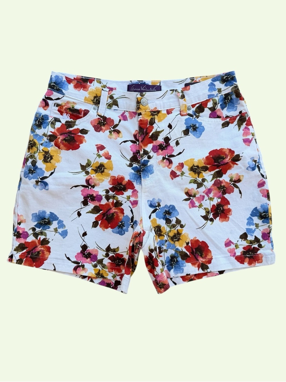 Gloria Vanderbilt Amanda Floral Garden Stretch Bermuda Shorts ~ Women’s 14